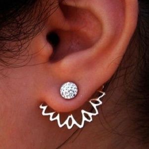 Gold embellished stud earrings jacket